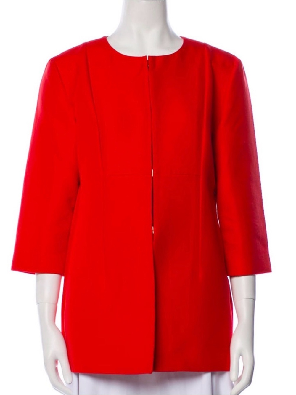 Marni Women's Red Collarless Coat Jacket SZ 40